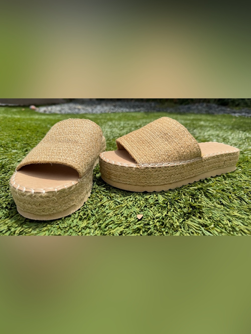 Never worn Woven Slide Sandals in Natural Tan - Picture 2 of 7